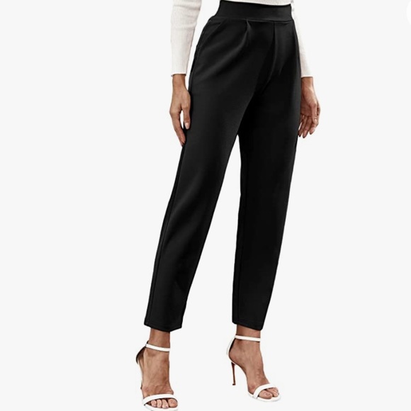Floerns Pants - Floerns Women's Solid High Waist Tapered Ankle Stretch Work Pants